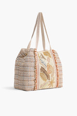 Golden Metallic Floral Tote