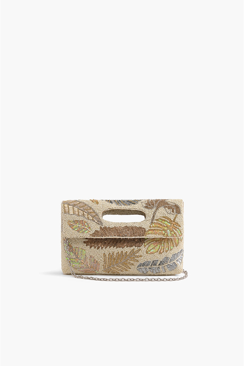 Golden Metallic Floral Clutch