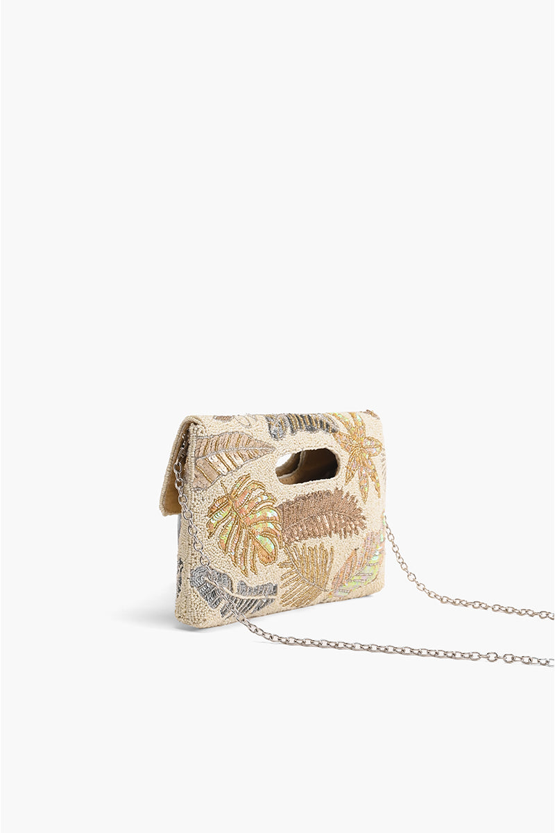 Golden Metallic Floral Clutch
