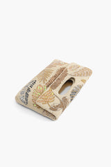 Golden Metallic Floral Clutch