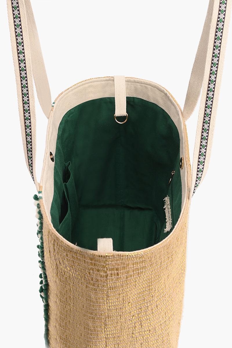 Bee Green Embellished Tote