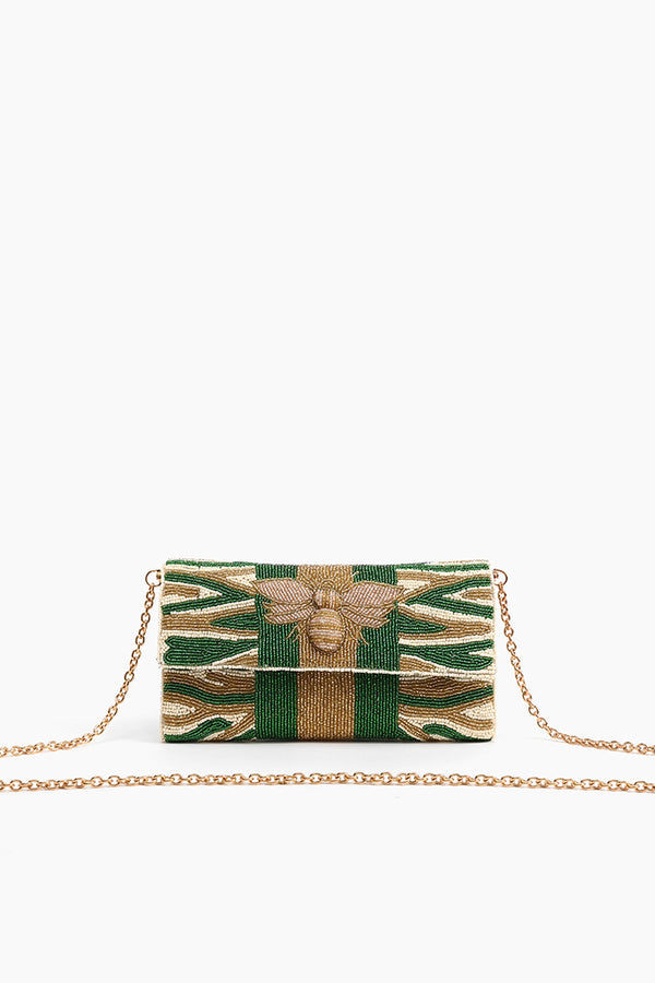Bee Green Embellished Clutch