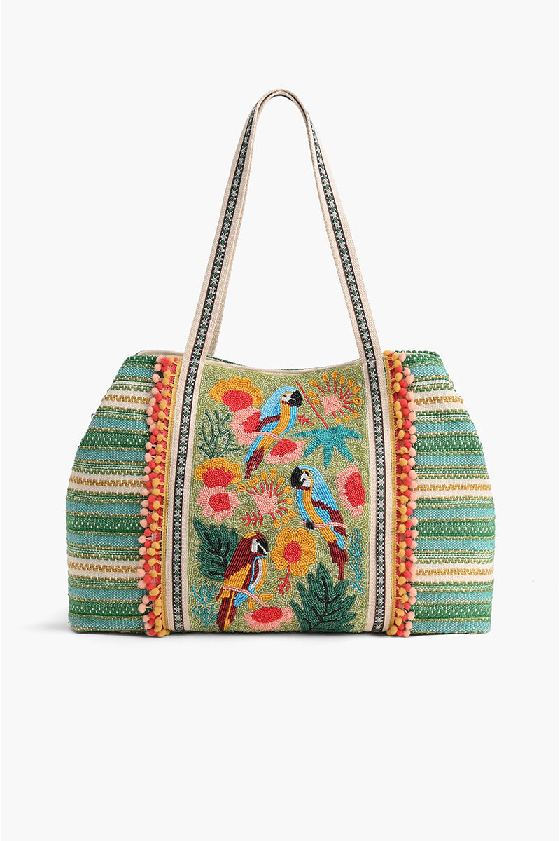 Morning Glory Hand Beaded Tote