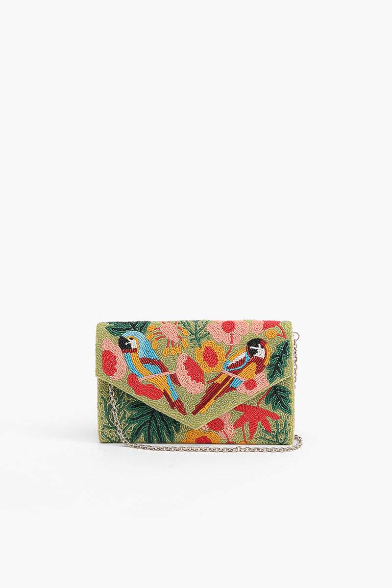 Morning Glory Beaded Clutch
