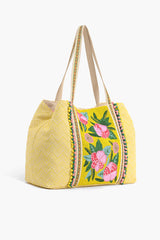 Blazing Yellow Hibiscus Embellished Tote