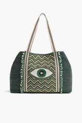 Evergreen Evil Eye Tote