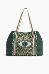 Evergreen Evil Eye Tote with Coin Bag