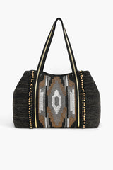 Dark Forest Hand Beaded Tote with Coin Bag