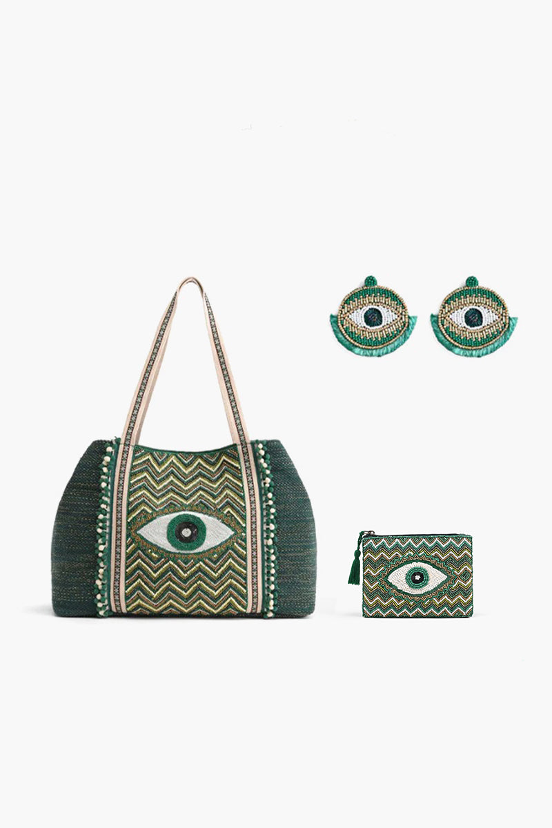Emerald Evil Eye Combo Set of 3
