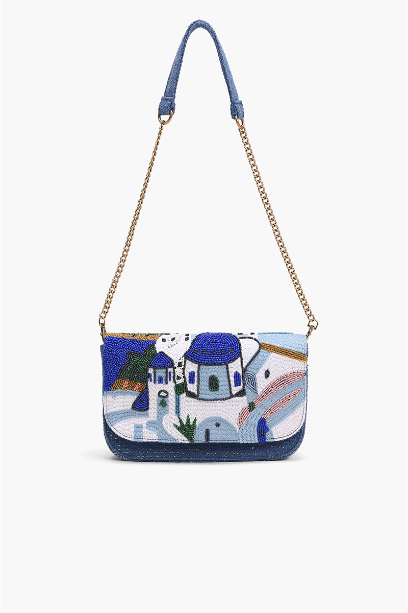 Santorini Sky Embellished Shoulder Bag