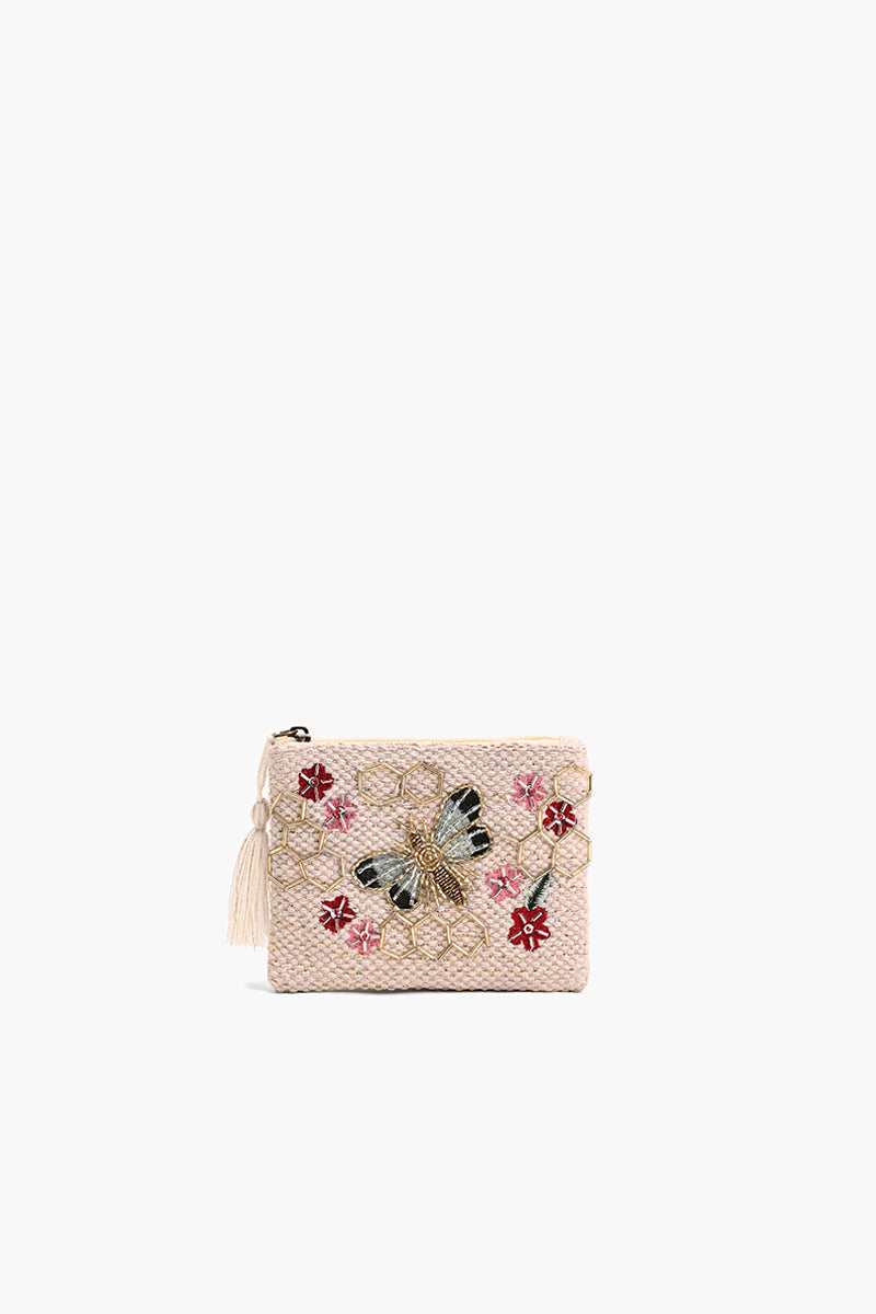 Rose Gold Beaded Bee Embellished Mini Pouches