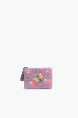 Purple Beaded Bee Embellished Mini Pouches