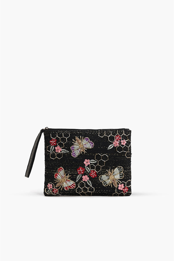 Black Bee Wristlets Hand-Woven Jacquard Design