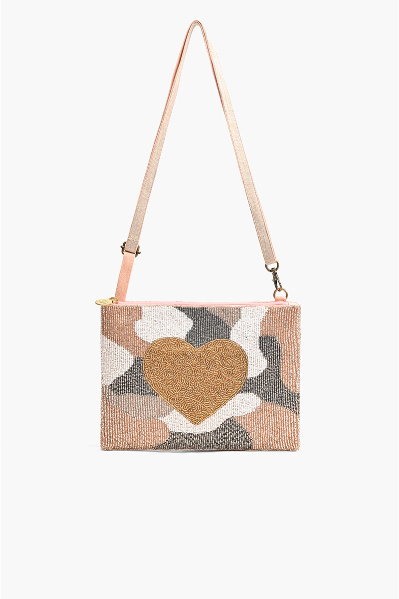 Camo Heart Top Zip Clutch