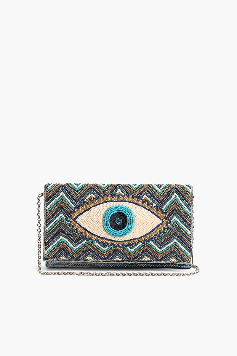 Grecian Nights Evil Eye Embellished Clutch
