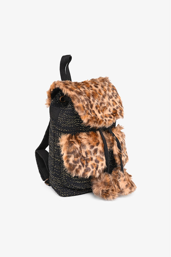 Faux Fur Fab Leopard Backpack