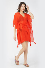 Red Front Open Cover Up Kimono