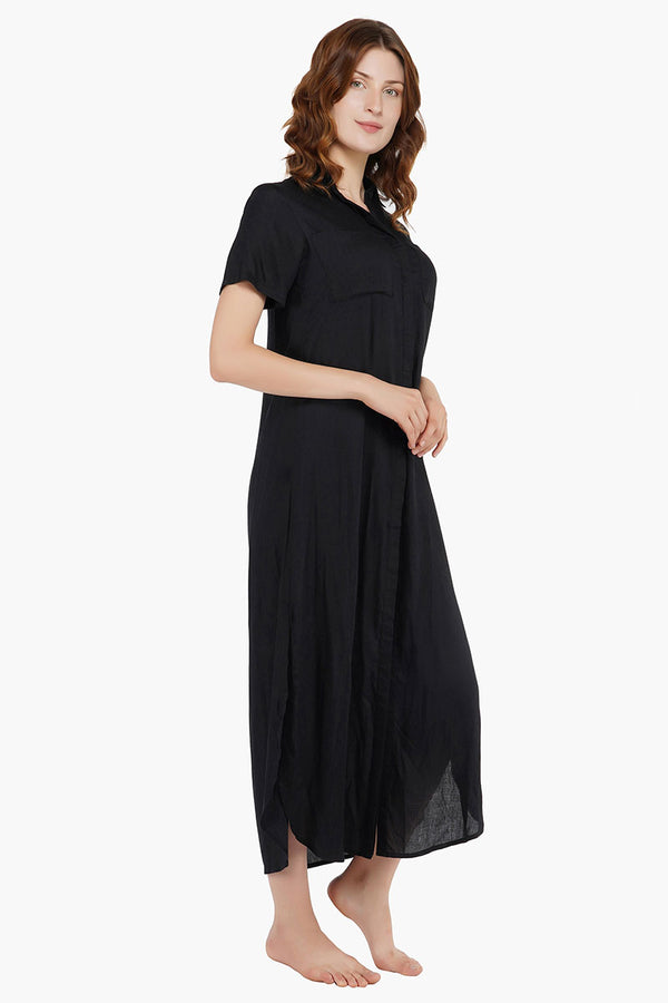 Everyday Elegant Black T-Shirt Maxi Dress