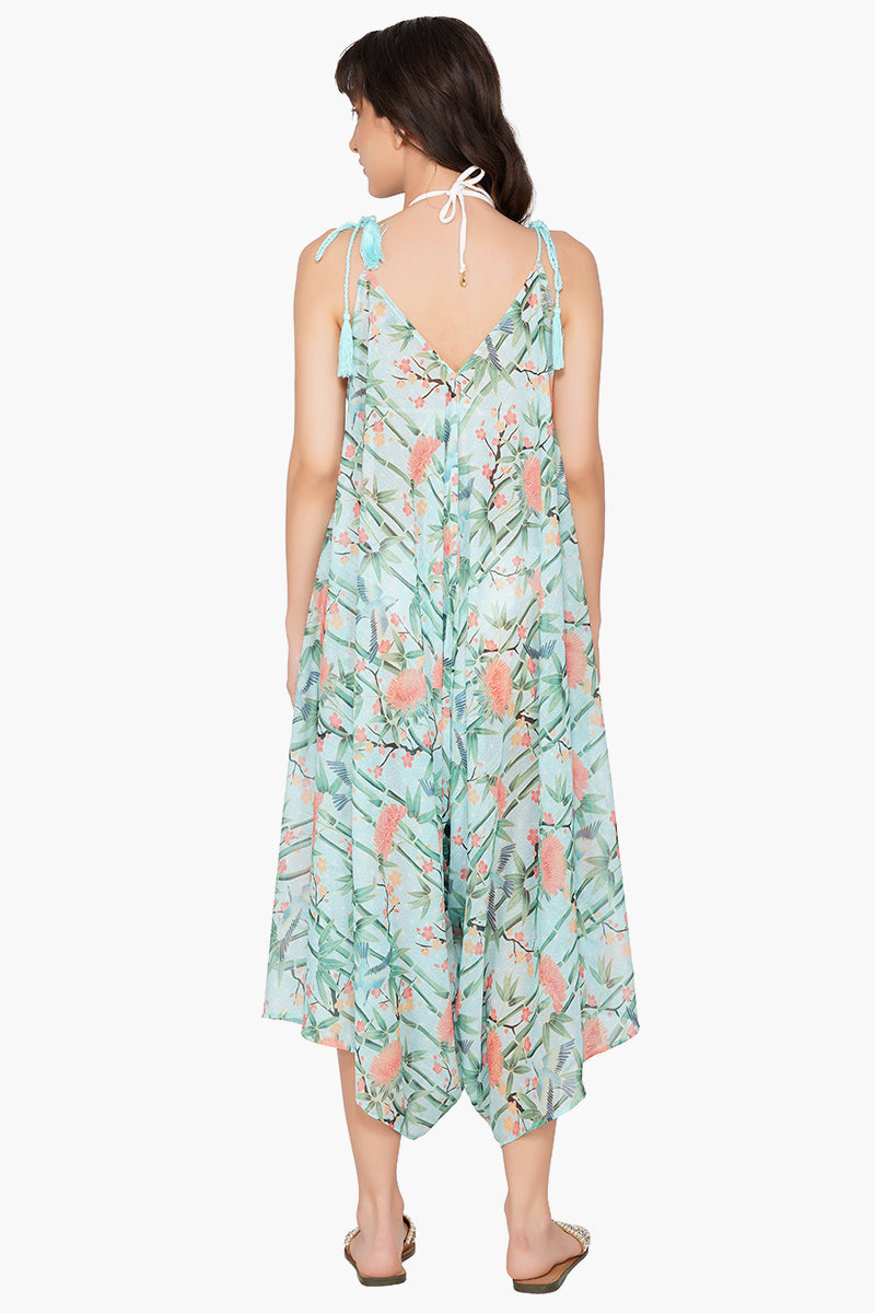 Bamboo Bliss Wide Leg Floral Print Cover Up Jumpsuit