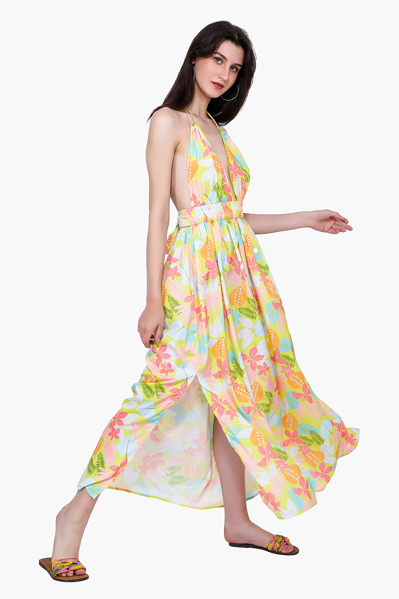 Lime Floral Maxi Dress