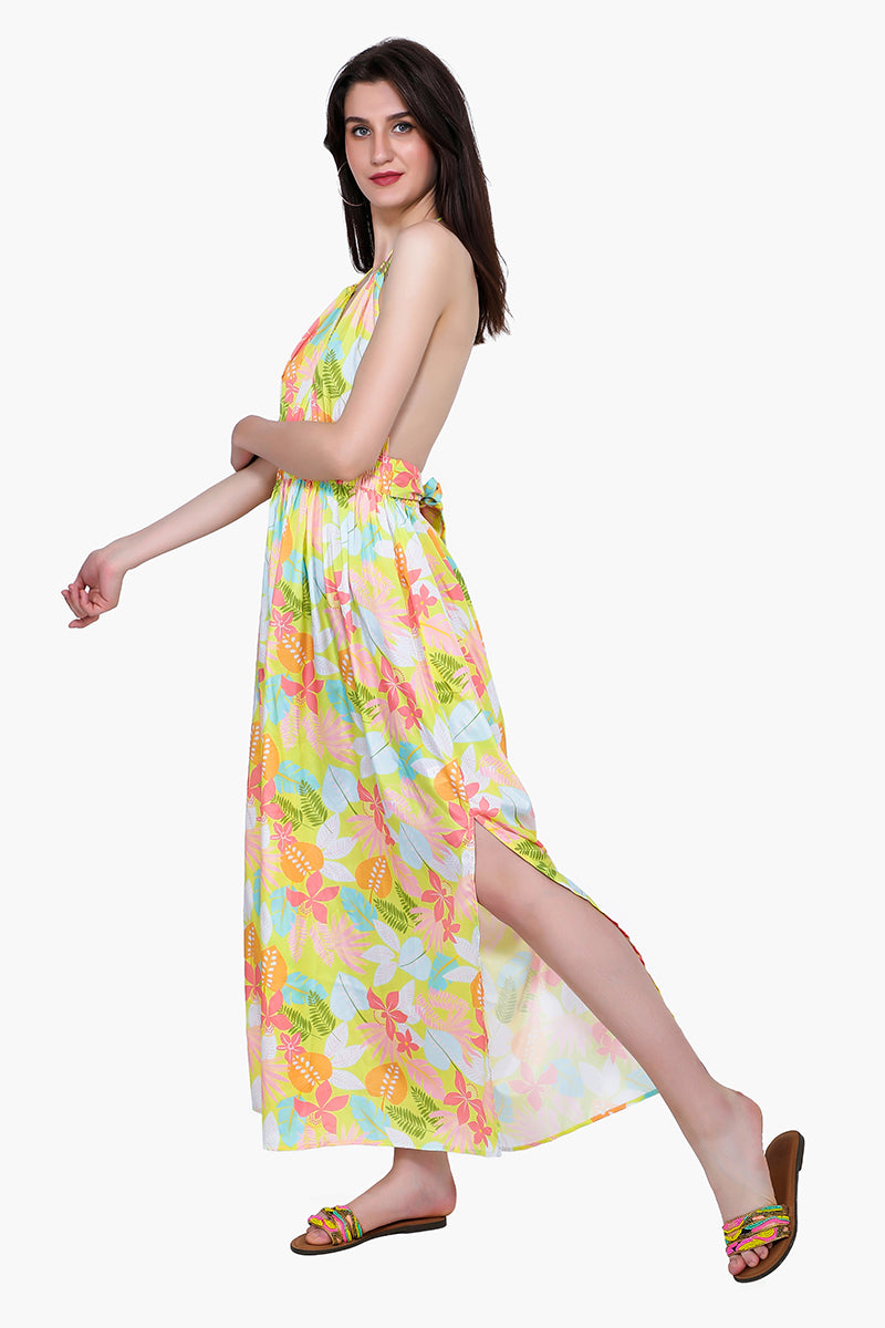 Lime Floral Maxi Dress