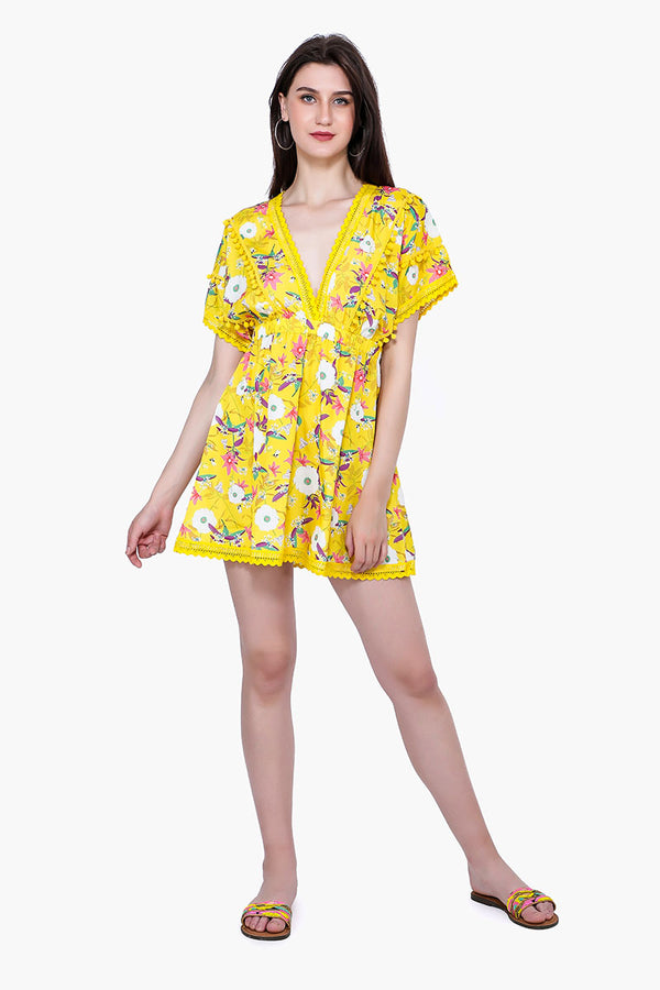 Sunshine Florals Pompom Dress