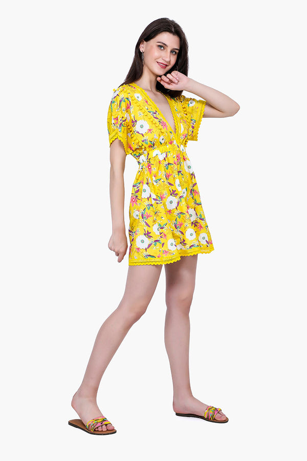 Sunshine Florals Pompom Dress