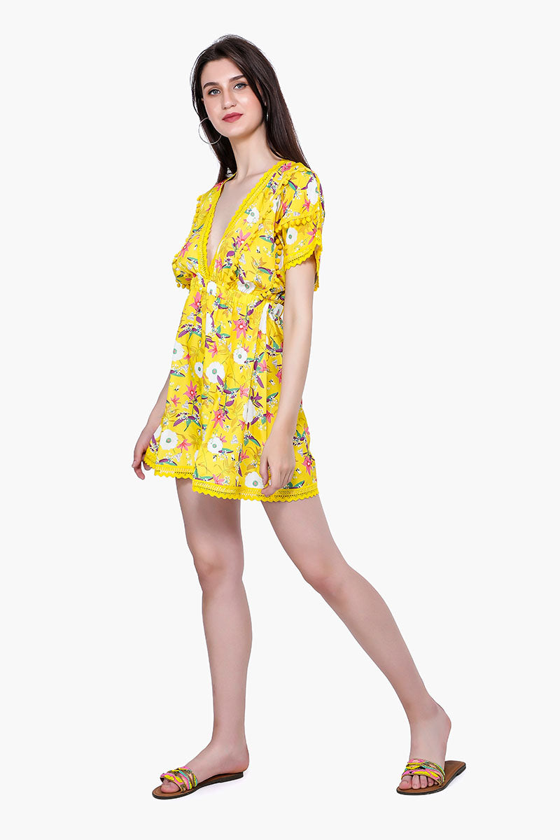 Sunshine Florals Pompom Dress