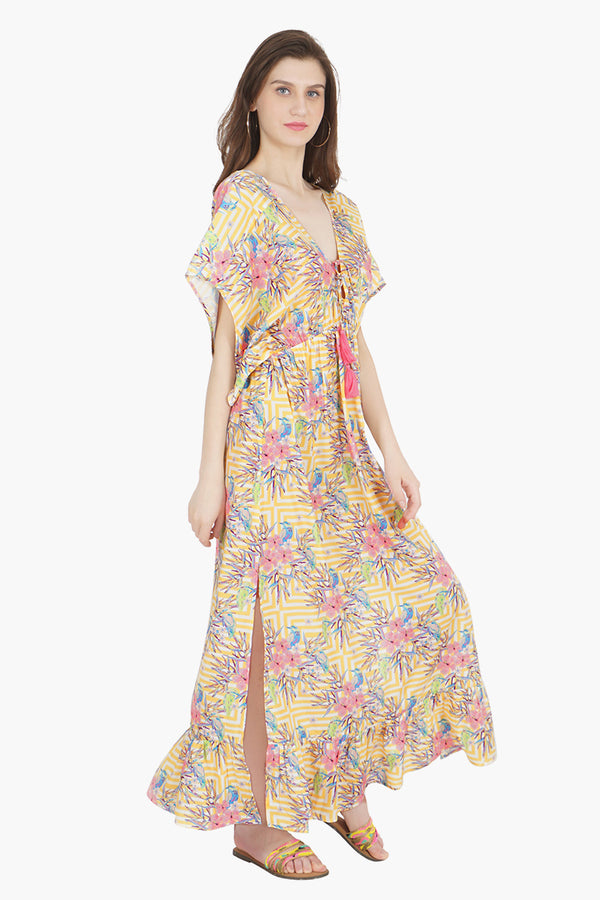 Citrine Spiral Bird Maxi Dress