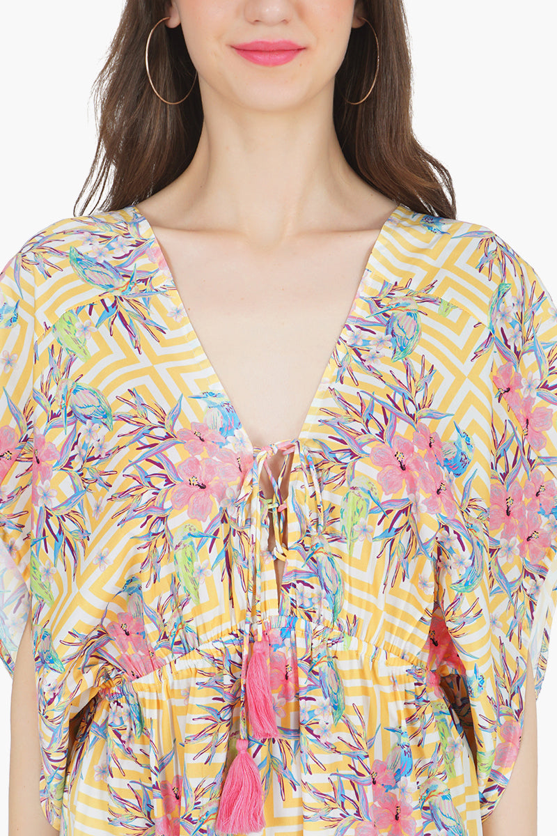 Citrine Spiral Bird Maxi Dress