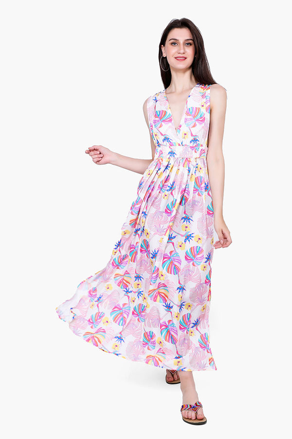 Palm Florals Maxi Dress