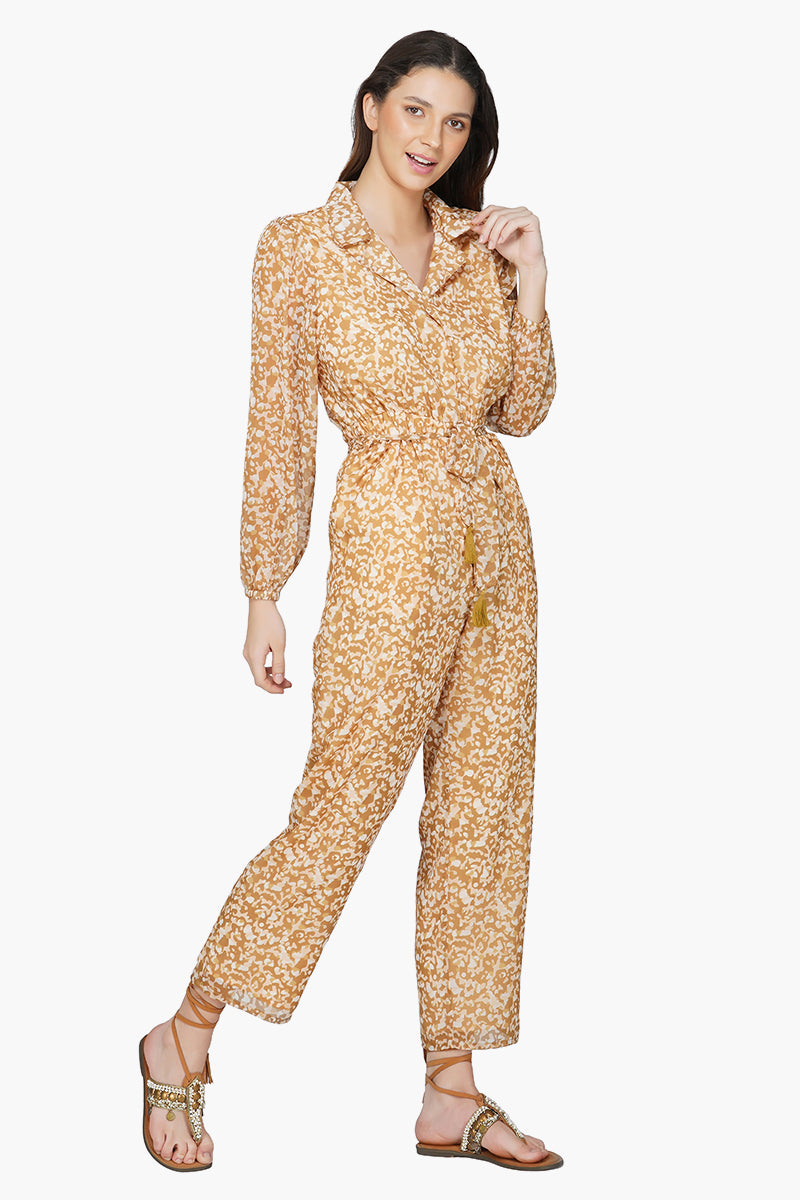 Semolina Camo Jumpsuit - Day Wear Printed Jumpsuit For Women