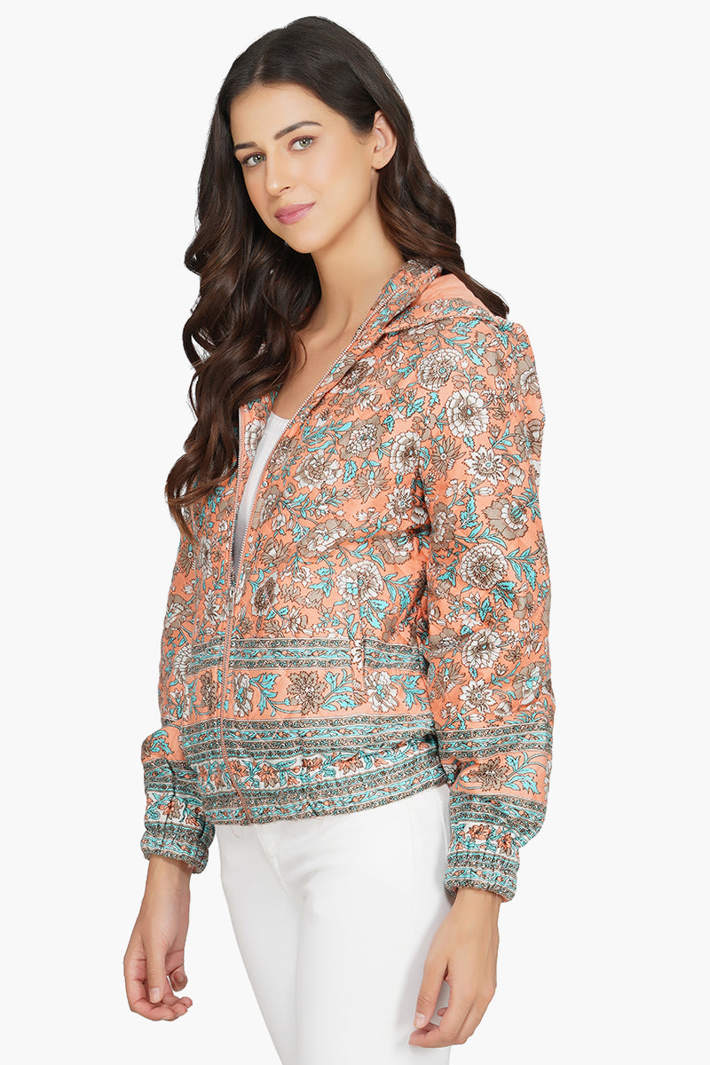 Botanical Bomber jacket in Peach
