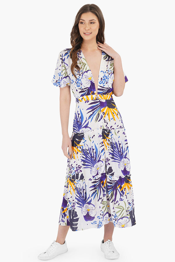 Tropical Twilight Midi Dress