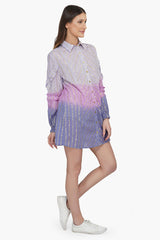 Very Peri Cotton Shirt Dress