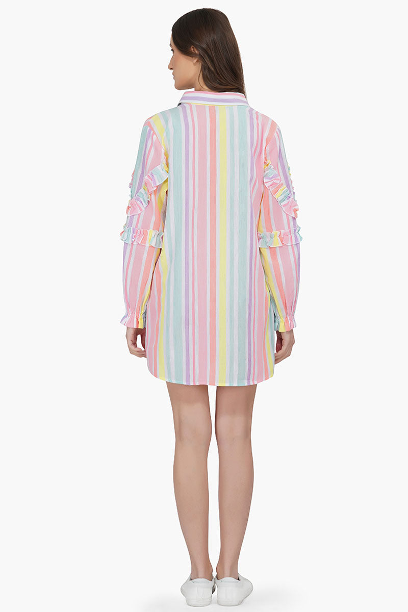 Pastels Yarn Dyed Stripe Shirt Dress