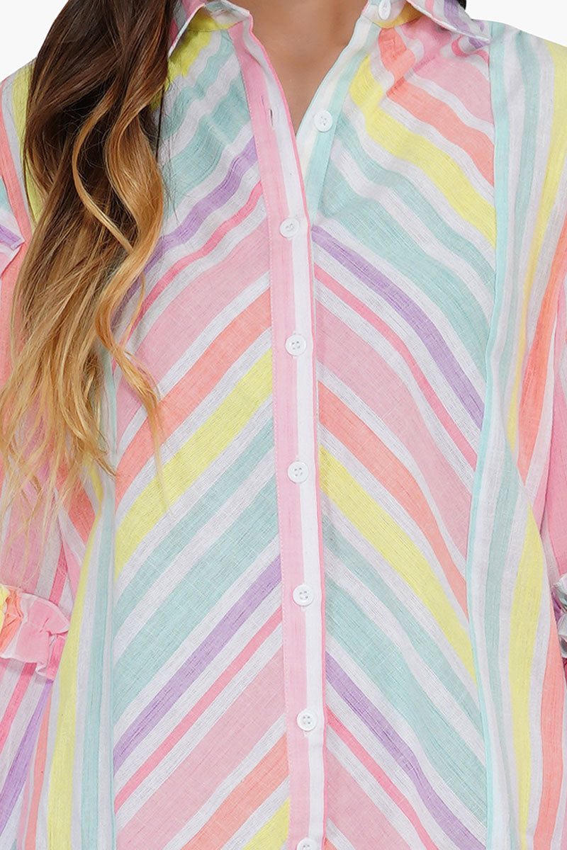 Pastels Yarn Dyed Stripe Shirt Dress