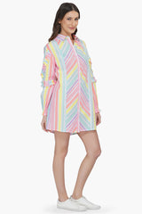 Pastels Yarn Dyed Stripe Shirt Dress