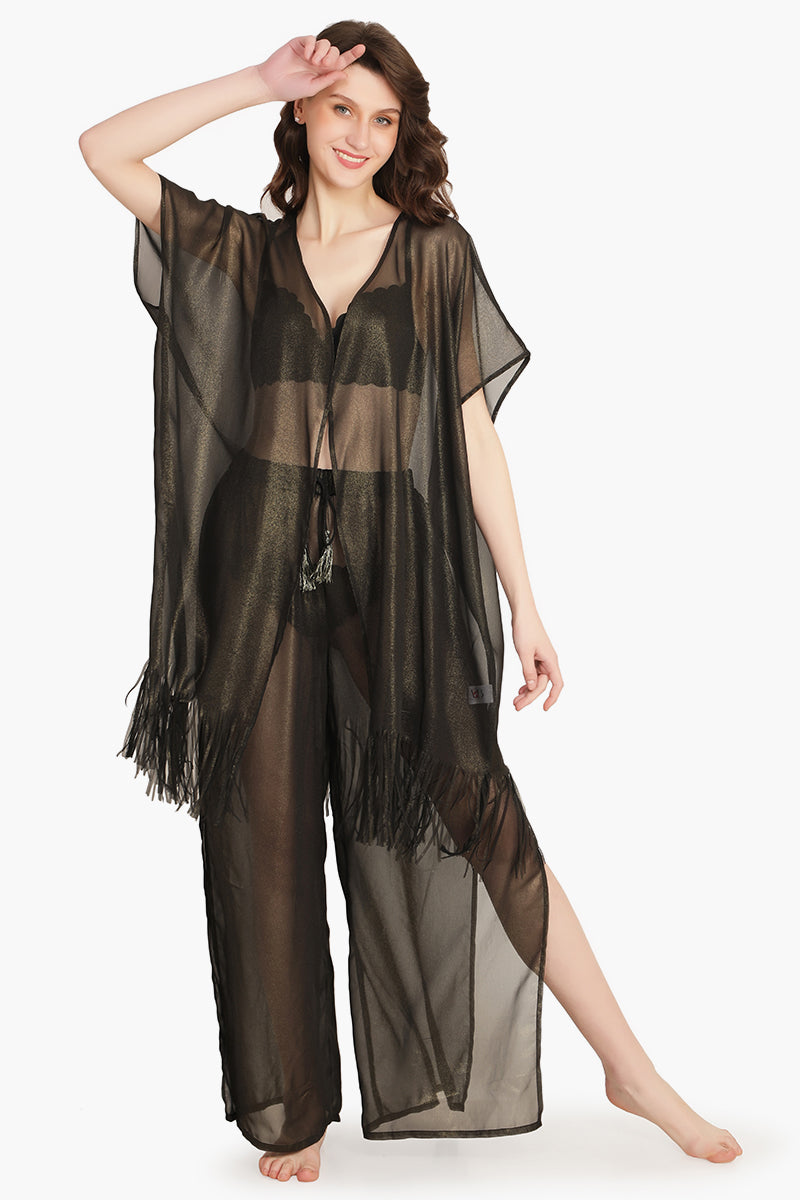 Black Shimmer Sheer Cover Up