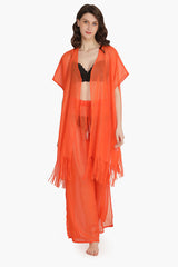 Orange Shimmer Sheer Cover Up