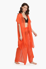 Orange Shimmer Sheer Cover Up