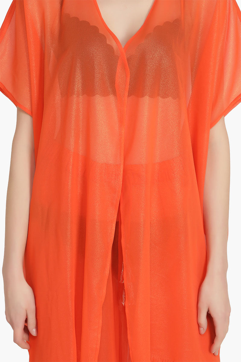 Orange Shimmer Sheer Cover Up