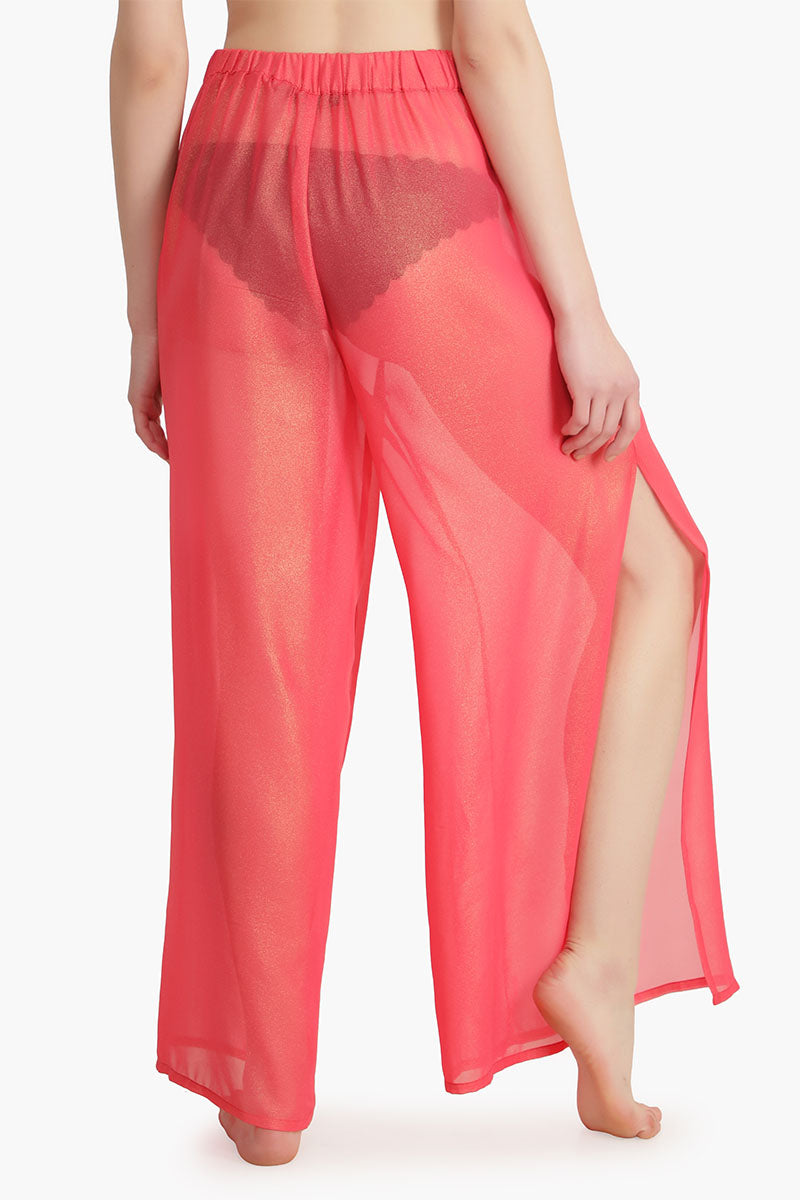 Pink Shimmer Sheer Cover Up Pants
