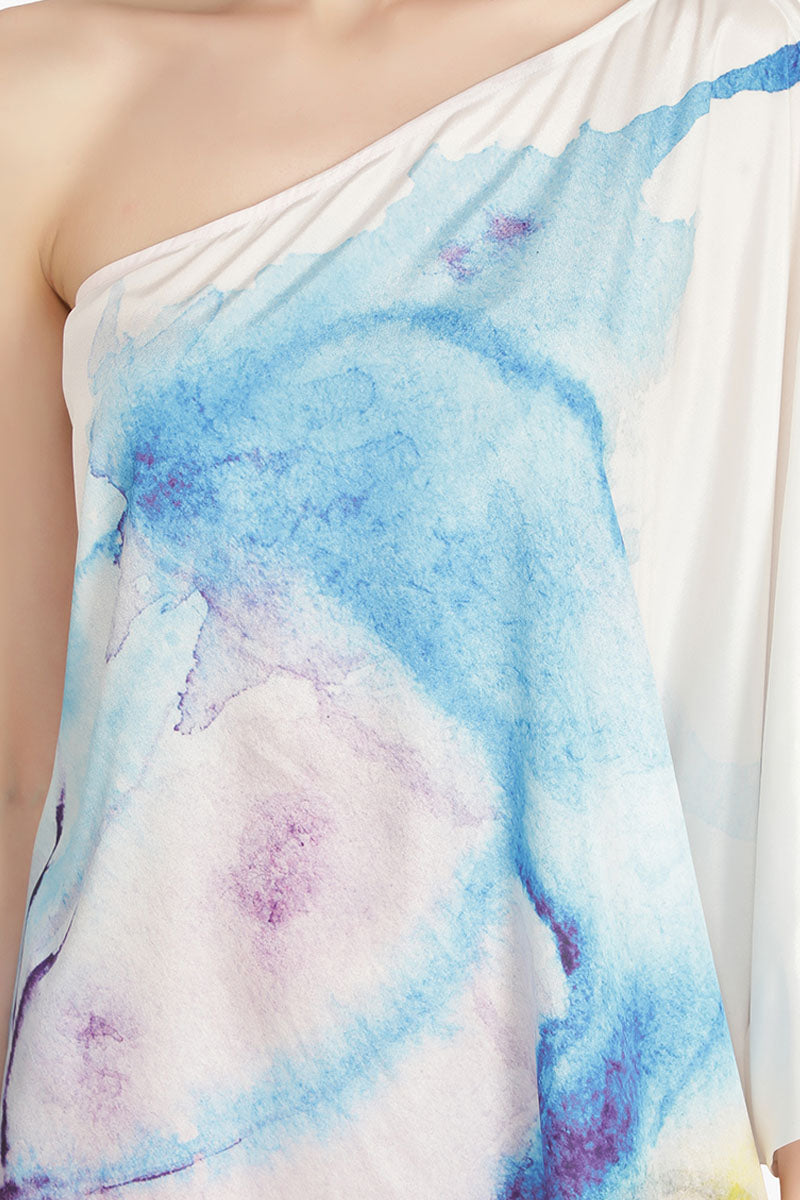 Rainbow Butterfly One Shoulder Dress