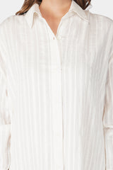 Star White Lurex Dobby Shirt Dress