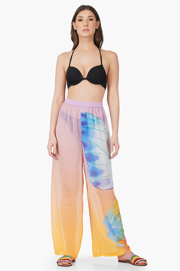 Rainbow Butterfly Chiffon Cover Up Beach Pant