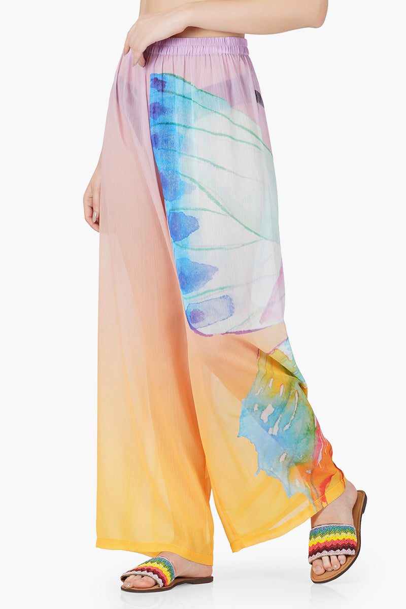 Rainbow Butterfly Chiffon Cover Up Beach Pant