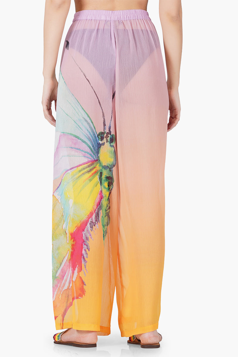 Rainbow Butterfly Chiffon Cover Up Beach Pant