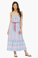 Rainbow Cotton Striped Maxi Dress