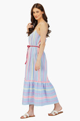 Rainbow Cotton Striped Maxi Dress